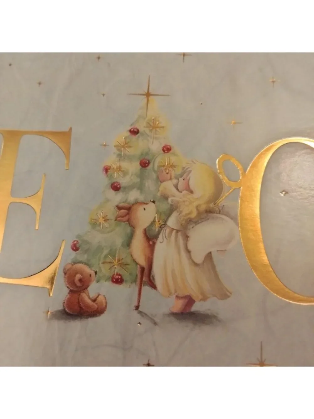 Love Joy  Peace Christmas Card Angel Christmas Tree Envelope